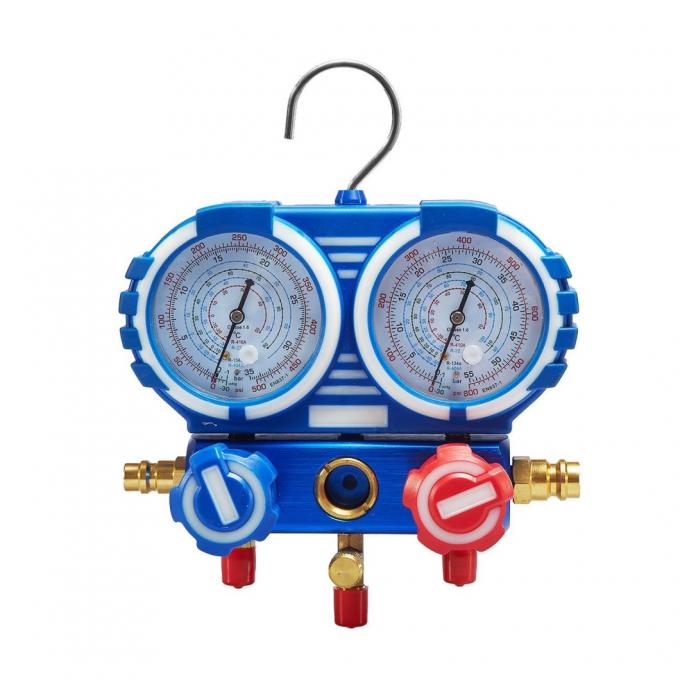 Blue and Red Steel Refrigerant Manifold Pressure Gauge